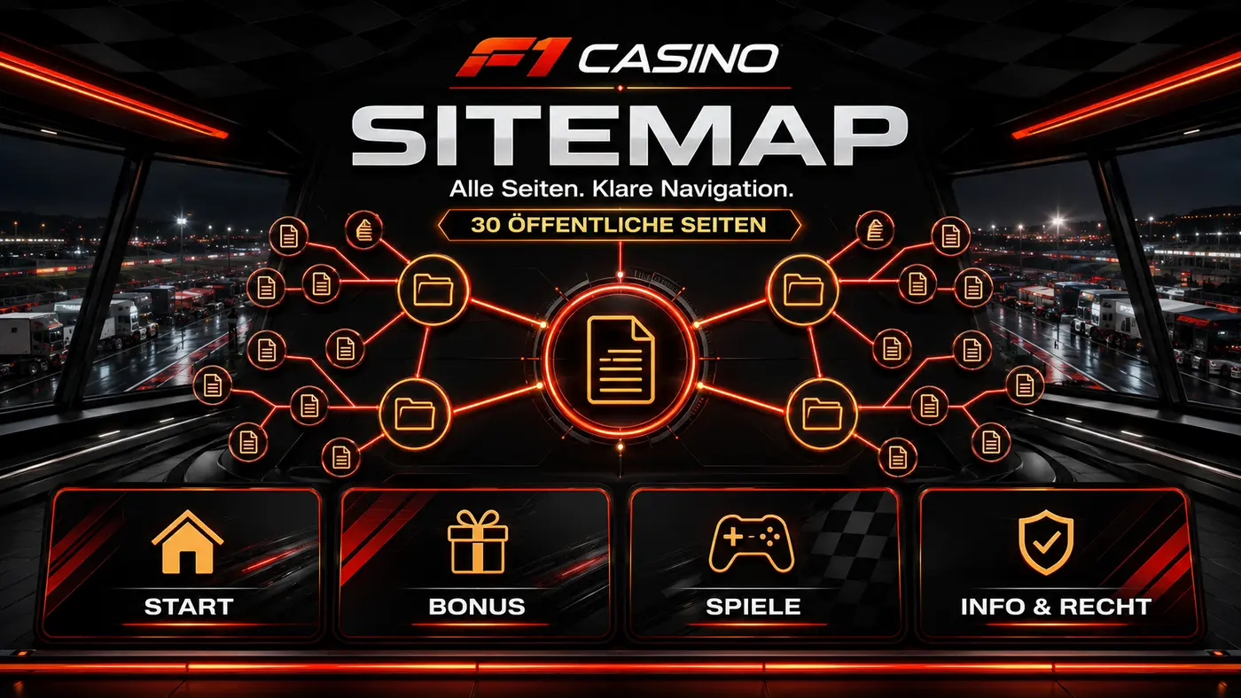 Sitemap und Seitenübersicht von F1 Casino Deutschland
