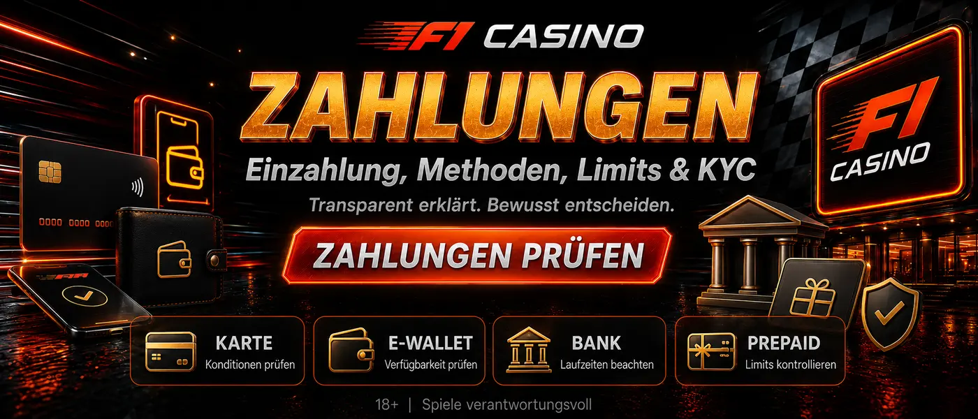 F1 Casino Zahlungsmethoden mit Einzahlung, Sicherheit und Limits
